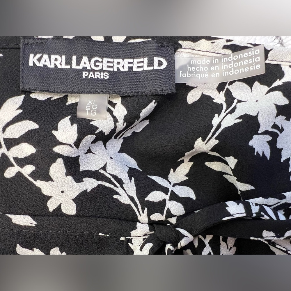 Karl Lagerfeld Black and White Long Sleeve Blouse Size XL - Picture 3 of 13